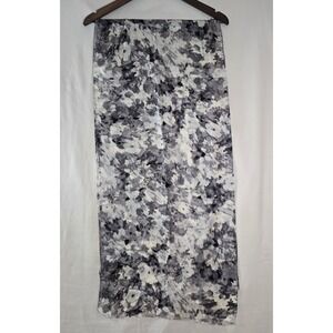 Calvin Klein Silk Scarf Abstract Floral Black White Gray